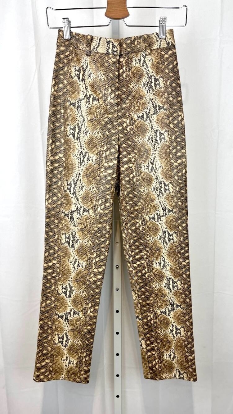 LOVERS + FRIENDS Indra Pants High Waist Zip Fly Snake Skin Brown Size XS